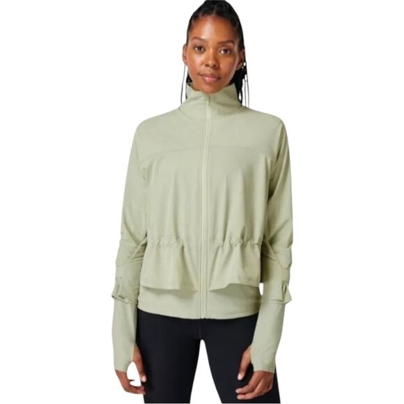 Sweaty Betty Fast Lane Running Jacket In Sage Green Size Medium - Picture 1 of 12